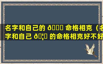 名字和自己的 🍀 命格相克（名字和自己 🦁 的命格相克好不好）